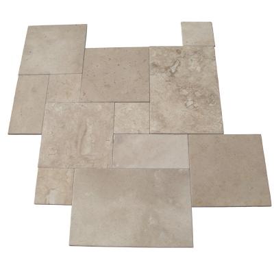 China Polished Large Travertine Natural Stone Tile For Road Paving Light Coffee Color for sale