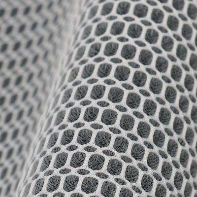 China 3mm Grey 3D Mesh Material 100 Percent Polyester Mesh Fabric Moisture Absorbent for sale
