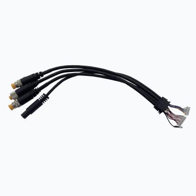 China Black Automotive Cable Harness M8 3 PIN PVC Sleeve Custom Car Wiring Harness 125 for sale
