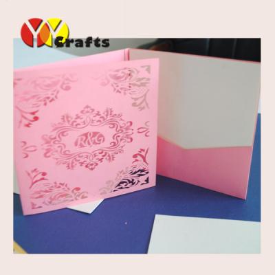 China Pocket triple folding wedding invitation card various color mehndi for sale