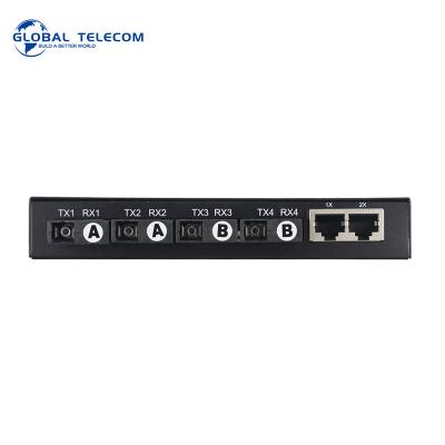 China 4port Fiber Media Converter , 2RJ45 Ethernet Optical Transceiver 10/100/1000M for sale