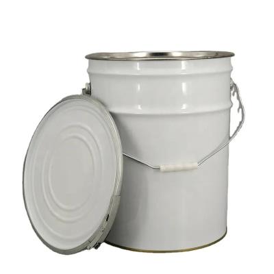 China 5 Gallon Paint Bucket White Metal With Lever Lock Ring Lid for sale