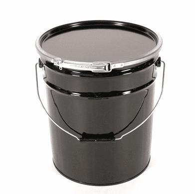 China Round UN Rated 5 Gallon Paint Bucket Black Open Head Steel Pail for sale