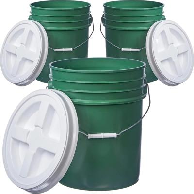 China Food Grade 5 Gallon Plastic Bucket Containers With Gamma Seal Lid for sale