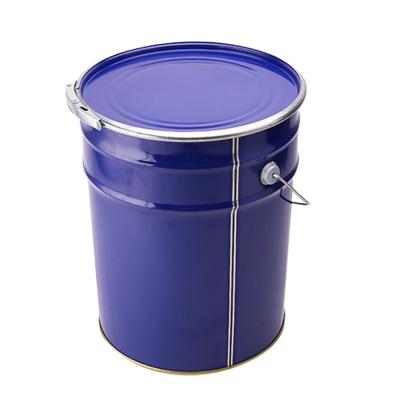 China Round Tinplate Metal Paint Bucket 6 Gallon With Lever Lock Ring Lid  And Metal Handle for sale