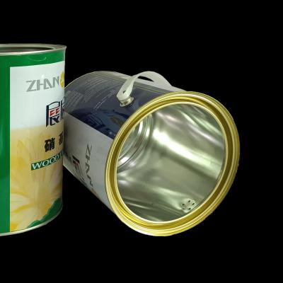 China 1 Gallon Round Oil Paint Iron Tinplate Cans With Plastic Hoop Handle for sale