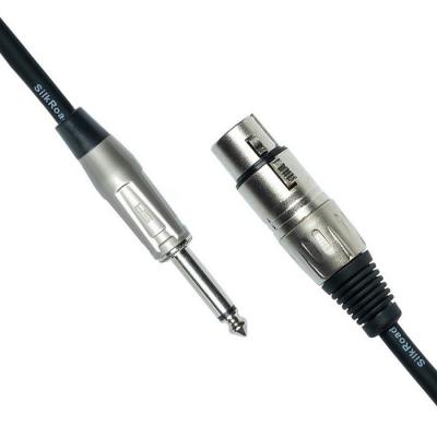 China XLR Femenino a 1/4 de pulgada 6.35 mm TS Cable de micrófono Cordón de micrófono Negro Cable XLR 10 pies en venta