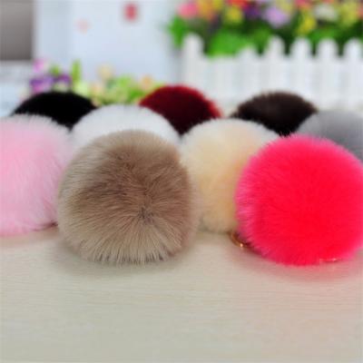 China New fancy cute cheap faux fox fur pom pom ball key chain / Small pom pom key chain / Animal pom pon for sale