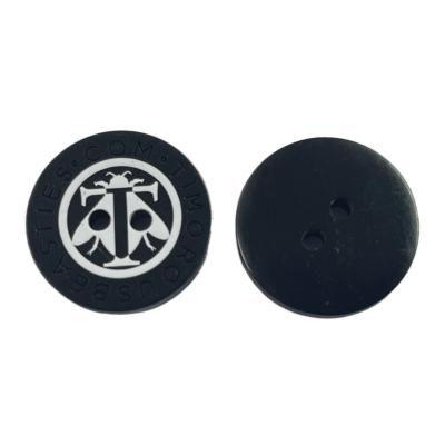 China Silk Printed Plastic Resin Buttons Engraved Logo Blouses Coat Button Four Hole In 32L For Clothing for sale
