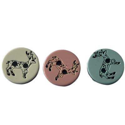China 2 Hole In 18L Fancy Plastic Buttons With Silk Printed For Garment Accessories for sale