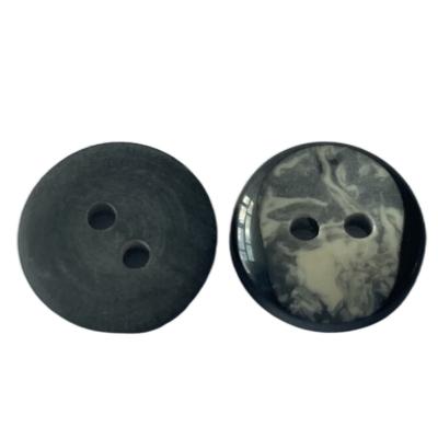 China 18L Polyester Black Coat Buttons With Fake Marble Effect Two Hole Slope Face for sale