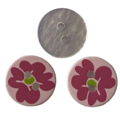 China Colorful Flowers Silk Printed Fancy Plastic Buttons With 2 Hole In 26L For Garment Accessories for sale