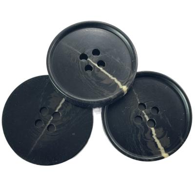 China Fake Horn Button Imitation Horn Effect Side Logo Four Hole 40L Little Rim With Flat Back for sale