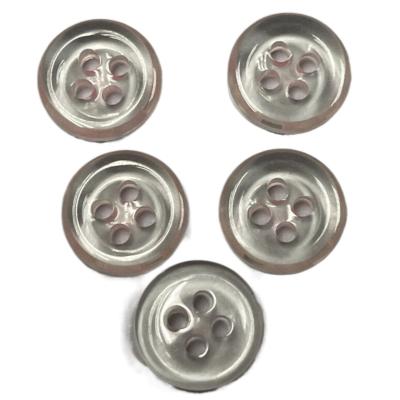 China Transparent Design Plastic Shirt Buttons 4 Hole 18L Baby Pink Color For Clothes for sale