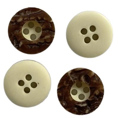 China Polyester Fake Shell Buttons With Concave Central Four Hole In 18L For Shirt Sewing for sale
