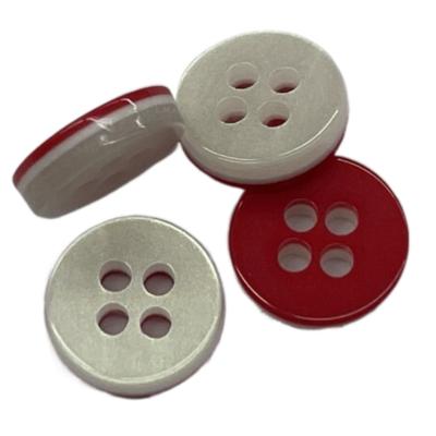 China Plastic Three Layers 4 Hole Shirt Buttons Double Flat Four Hole In 16L For Garment Accessories And Shirt for sale