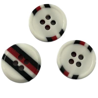 China Shirt Sewing Fancy Plastic Buttons Four Color Combo On Back Side Rim 4 Hole 22L for sale
