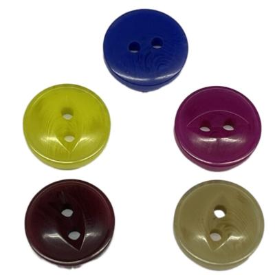 China Multiple Color Two Hole Plastic Coat Buttons With Fish Eye Design In 18L For Coat Sewing for sale