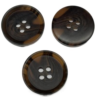 China 32L 4 Hole Plastic Coat Buttons Faux Horn Desgin With Rim for sale