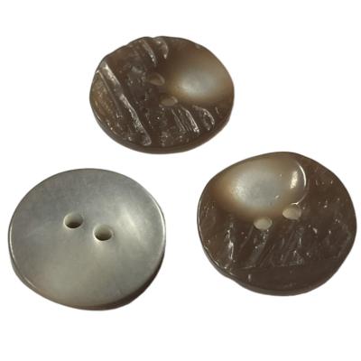 China Full Shiny MOP Shirt Buttons With Two Hole In 18mm Irregular Face Design for sale
