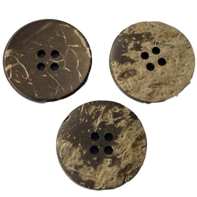 China ODM Natural Coconut Buttons 4 Hole 38L Round Shape Fashionable for sale