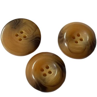 China 19mm Four Holes Plastic Coat Buttons Horn Effect Round Brown Plastic Buttons for sale