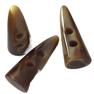 China 2 Hole Horn Toggle Buttons For Coat With Horn Tooth Shape Full Shiny for sale