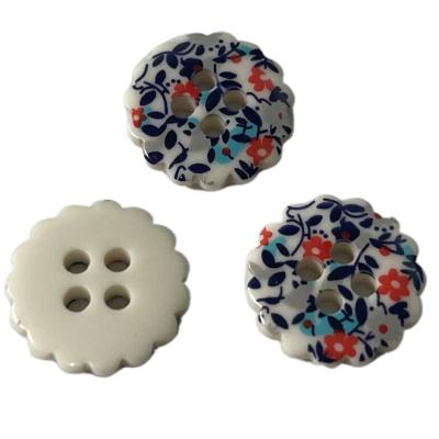 China Silk Print Shirt Flower Resin Buttons 4 Holes 20L For Sewing Blouse for sale