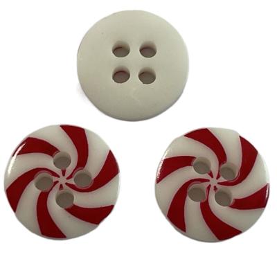 China White Chalk Buttons With Red Silk Print 20L For Shirt Blouses for sale