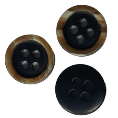 China Two Layers Chalk Buttons Black Color 16L For Shirt Garment Accessory for sale