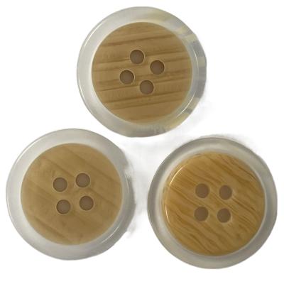 China Polyester Fake Wooden Buttons With Transparent Rim Use On Coat Te koop