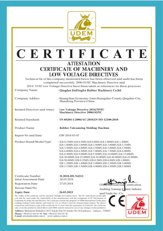 CE - Qingdao JinDingEn Rubber machinery Co.ltd