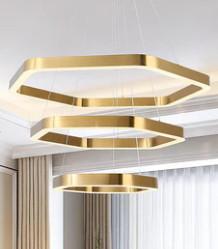 China False Ceiling PVD Coated Metal LED Lighting Fixtures , Hanging Lamp for sale