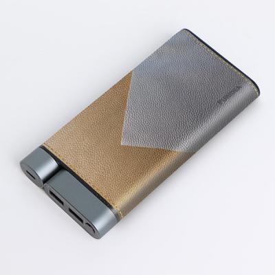 China 10000mAh Metal Power Bank Leather Finish Patent Design Lighter Type for sale