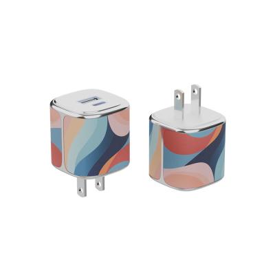 China Leather Shell Dual USB C Fast Charger PD35W GaN Wall Charger for sale