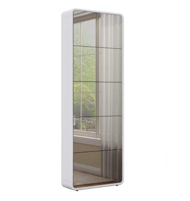 China White Five Layers Mirror Shoe Cabinet MDF Wooden For Living Room for sale