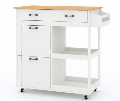 China OEM ODM Movable Kitchen Island with Drawers and Lighting à venda