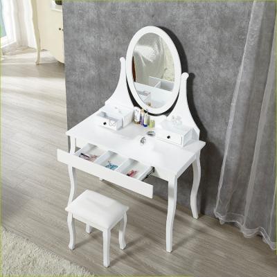 China Noble White Solid Wood Tripod With Mirror 62.6INCH Bedroom Dressing Table for sale
