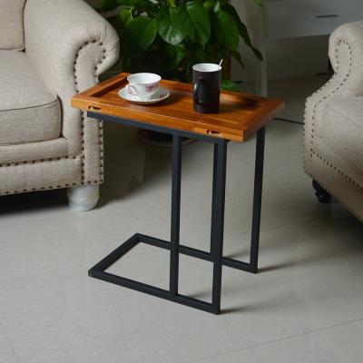 China Living Room  Metal Stand 58cm Height Solid Wood Chairside Table for sale