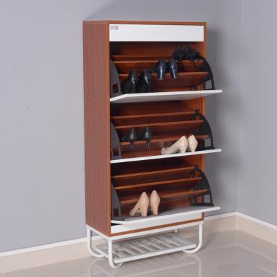 China Three Layer Reversible 25 Pairs MDF Shoe Wooden Cabinet for sale