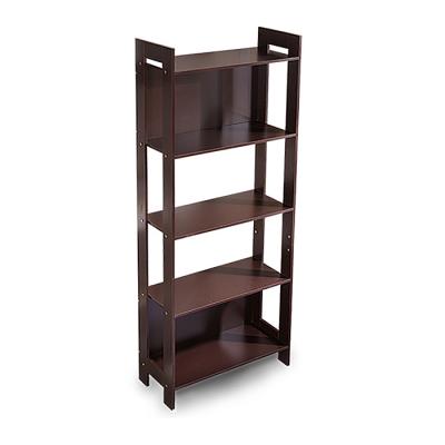 China Brown 5 Layer Display 62*28*160CM Wooden Corner Bookshelf for sale
