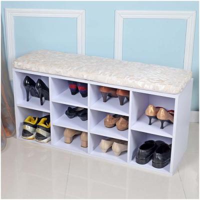 China Melamine MDF Wooden Grid 100cm Width Entryway Shoe Bench for sale