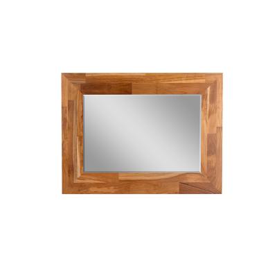 China Finger Joint Teak Wood Wall-Mounted Bevel Smart Design Glass Fancy Mirror for sale