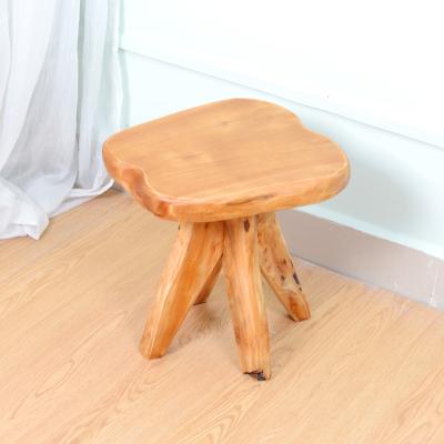 China Cedar Irregular Triangle Support Solid Wood Stool 38cm Height NC Mahogany for sale
