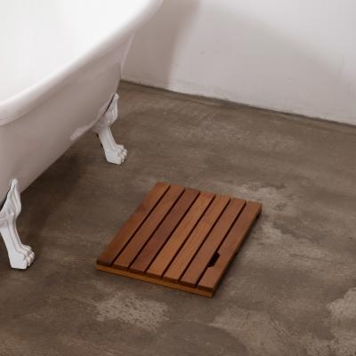 China Sustainable 1.42 Inch Teak Bathroom Mat 23.62cm Length Non Slip Solid Wood Color for sale