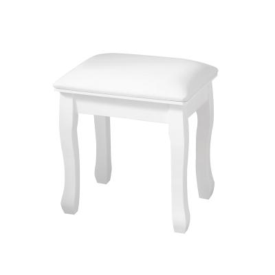 China PU Leather Padded Solid Wood Stool Painting MDF White Vanity Stool for sale
