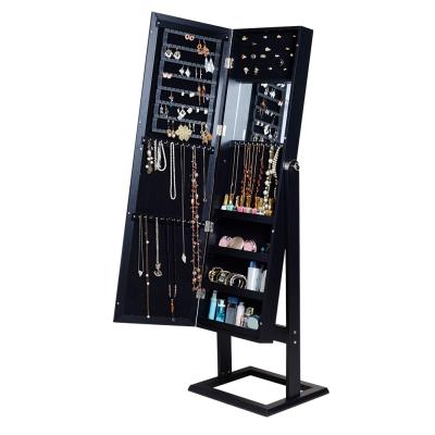 China Black MDF Mirror Jewelry Armoire Full Length 146cm height For Living Room for sale