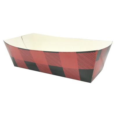 China Recyclable Pattern Paper Boat Tray , Paper Food Serving Trays Various Shape for sale