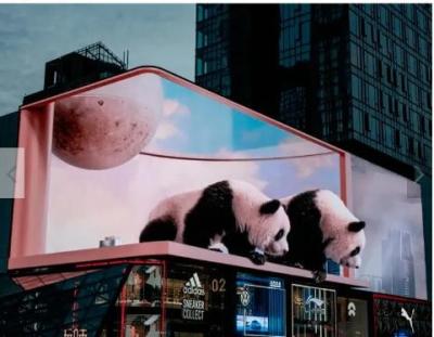 China El ojo desnudo de P7.81 3D llevó la pantalla al aire libre publicitaria de la esquina constructiva de la pared del vídeo cartelera llevada 90 grados en venta