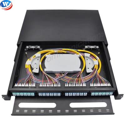 China 12 Port 24 Core LC Adapter Fiber Optic Patch Panel 19 Inch Sliding Rack Mount for sale